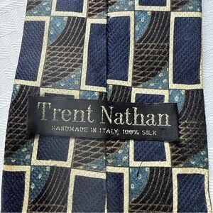 Trent Nathan Blue and Cream Silk Tie